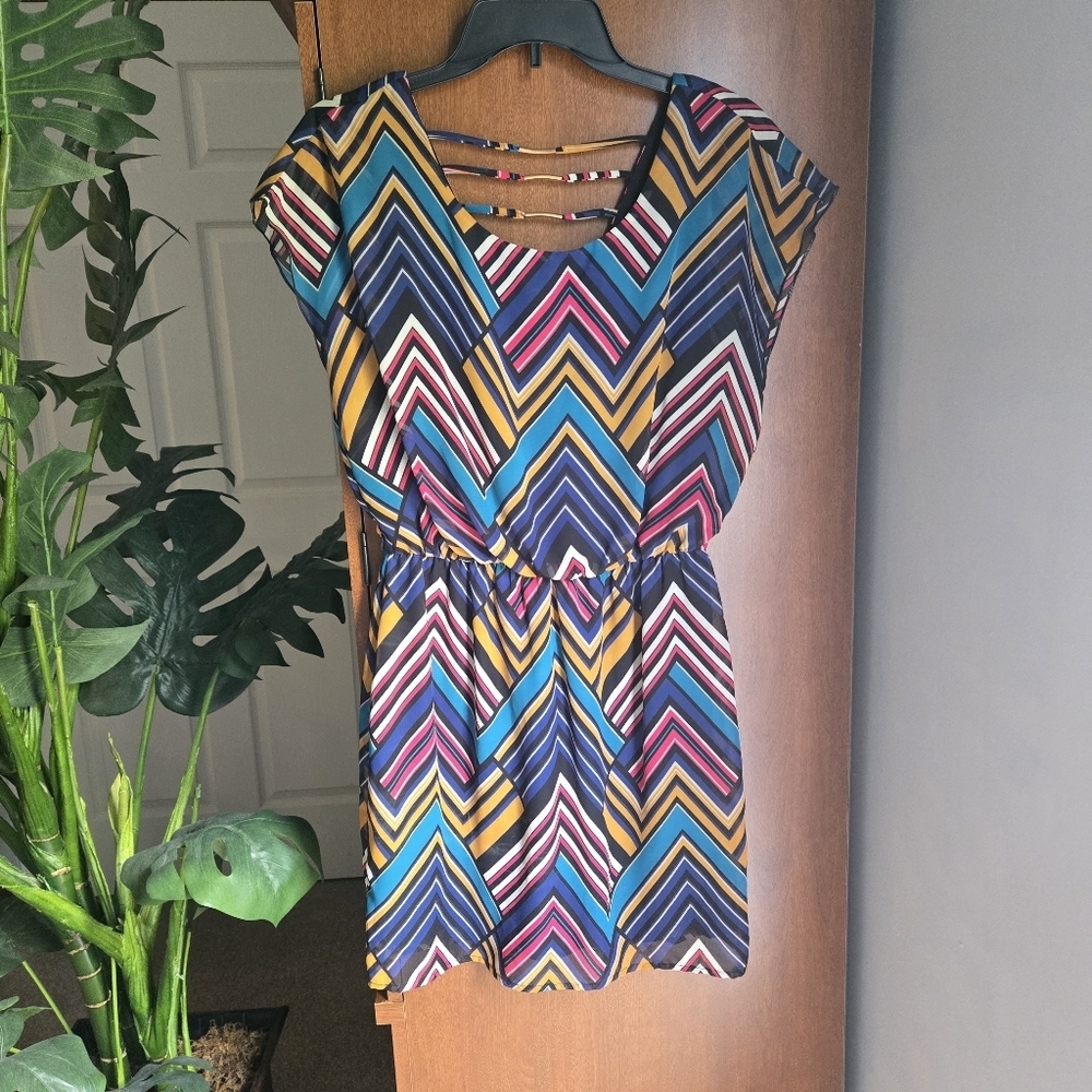 City Triangles Multicolor Chevron Mini Dress